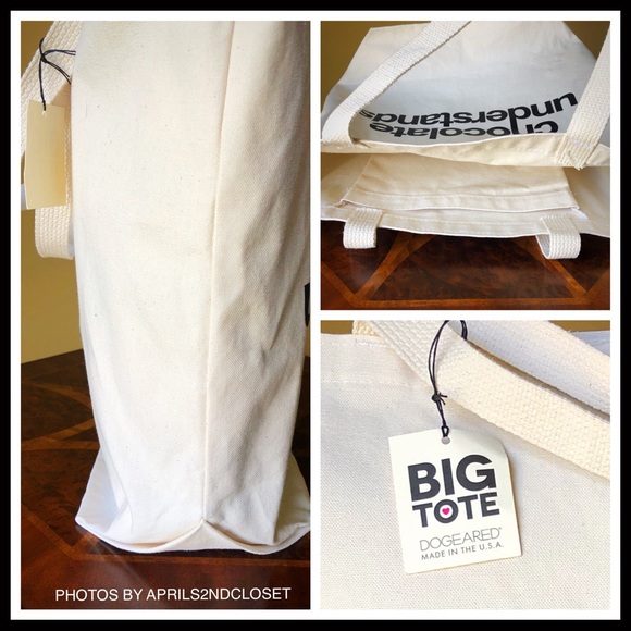 DOGEARED CANVAS TOTE BAG CHOCOLATE UNDERSTANDS A2C - Picture 4 of 8